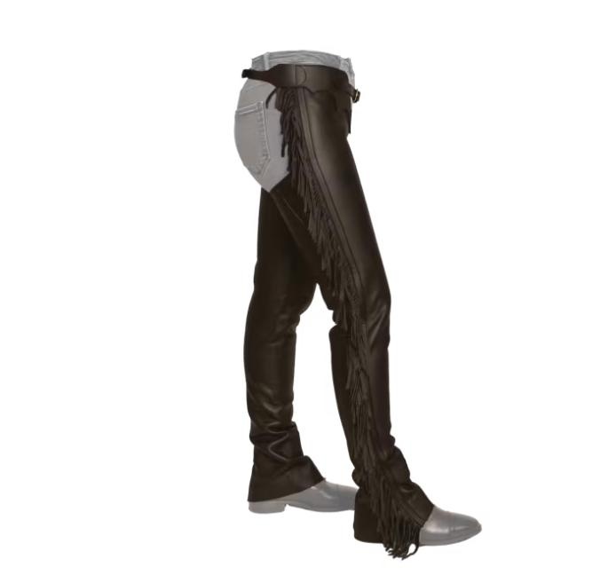 Dyon Long Artificial Leather Chaps m/Frynser